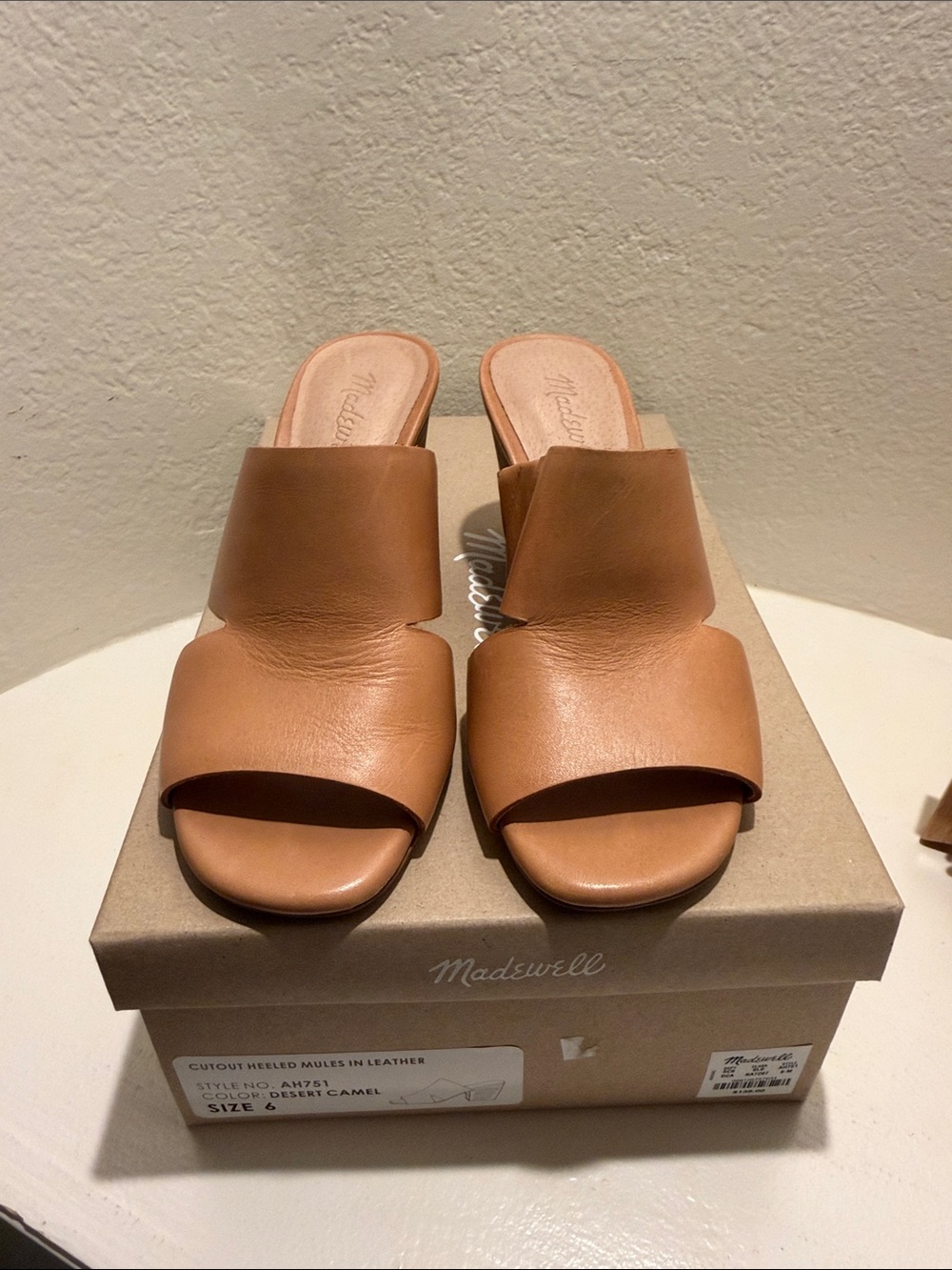 Madewell Desert Camel Leather Slide Mules